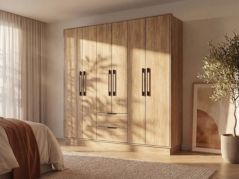 Armario de puertas abatibles en madera de roble