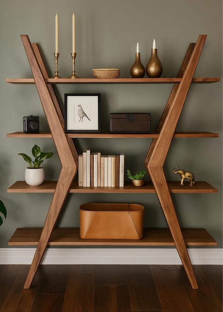 Estantería de diseño en madera de nogal